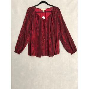 Michael Michael Kors Moire Tie Top Long Sleeve in Rhubarb Women's Medium NEW